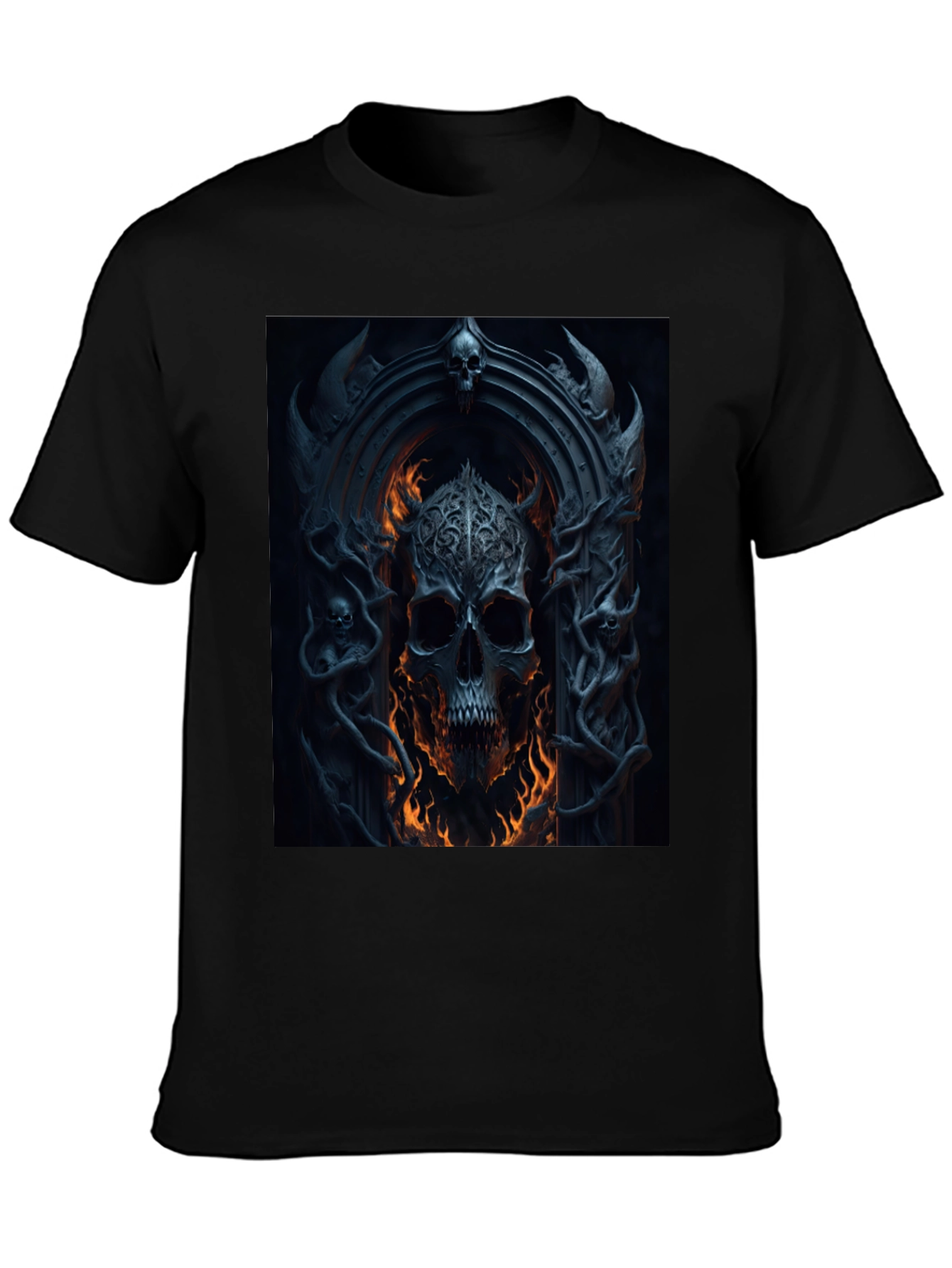 Skull Portal Graphic Black Tee - Gothic Design