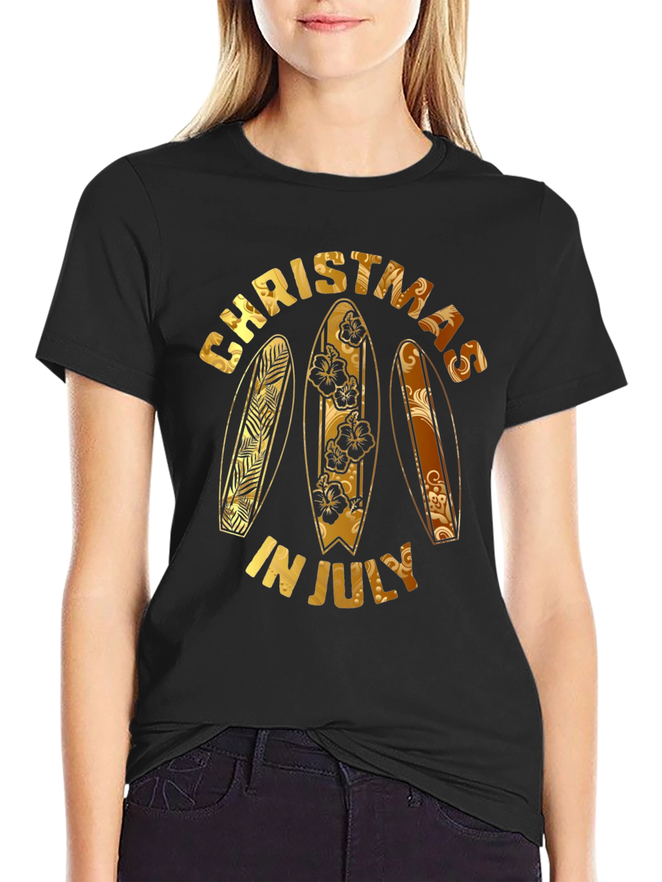 Christmas in July Surfboard Graphic Tee