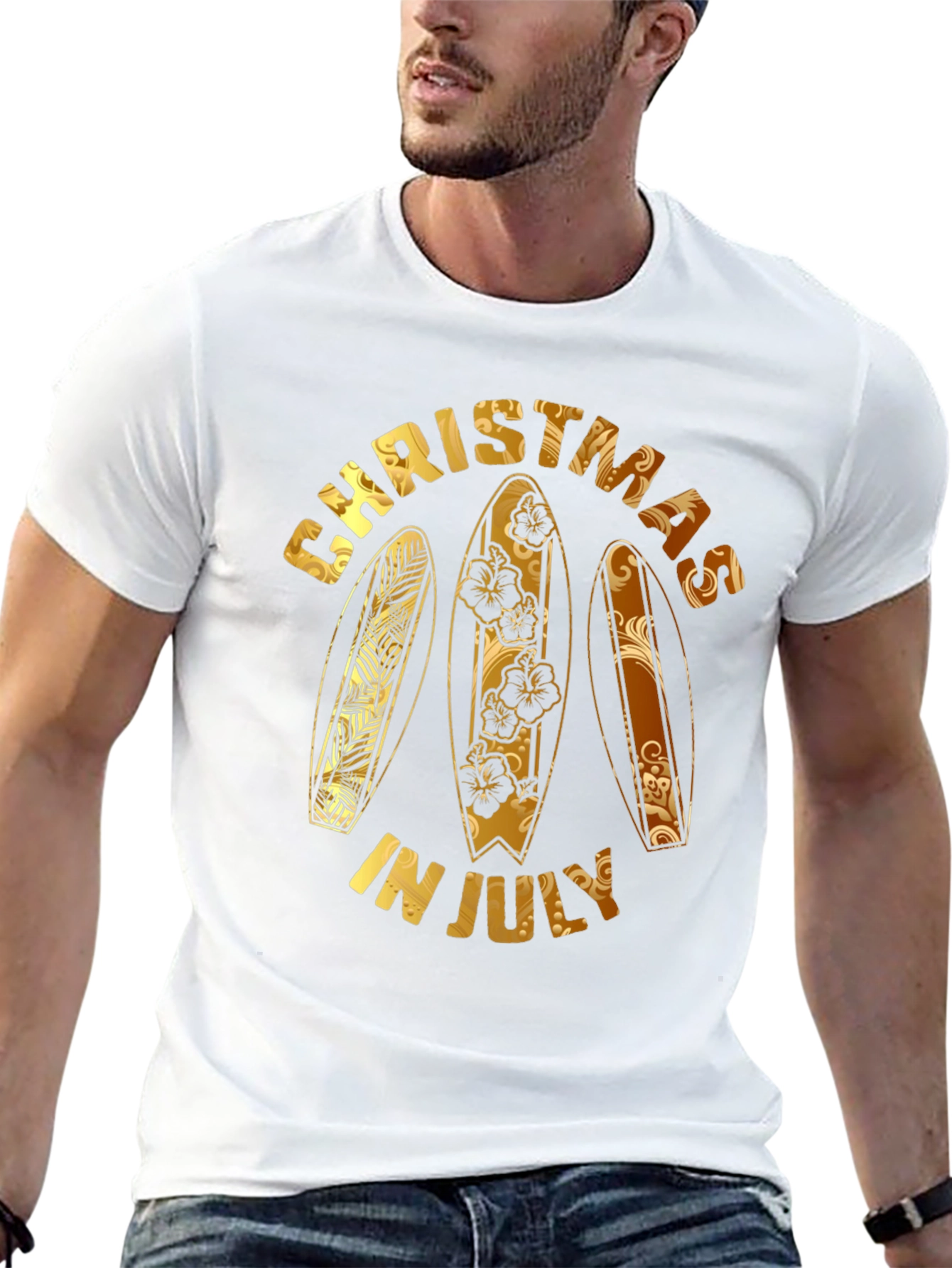 Christmas in July Surfboard Graphic Tee