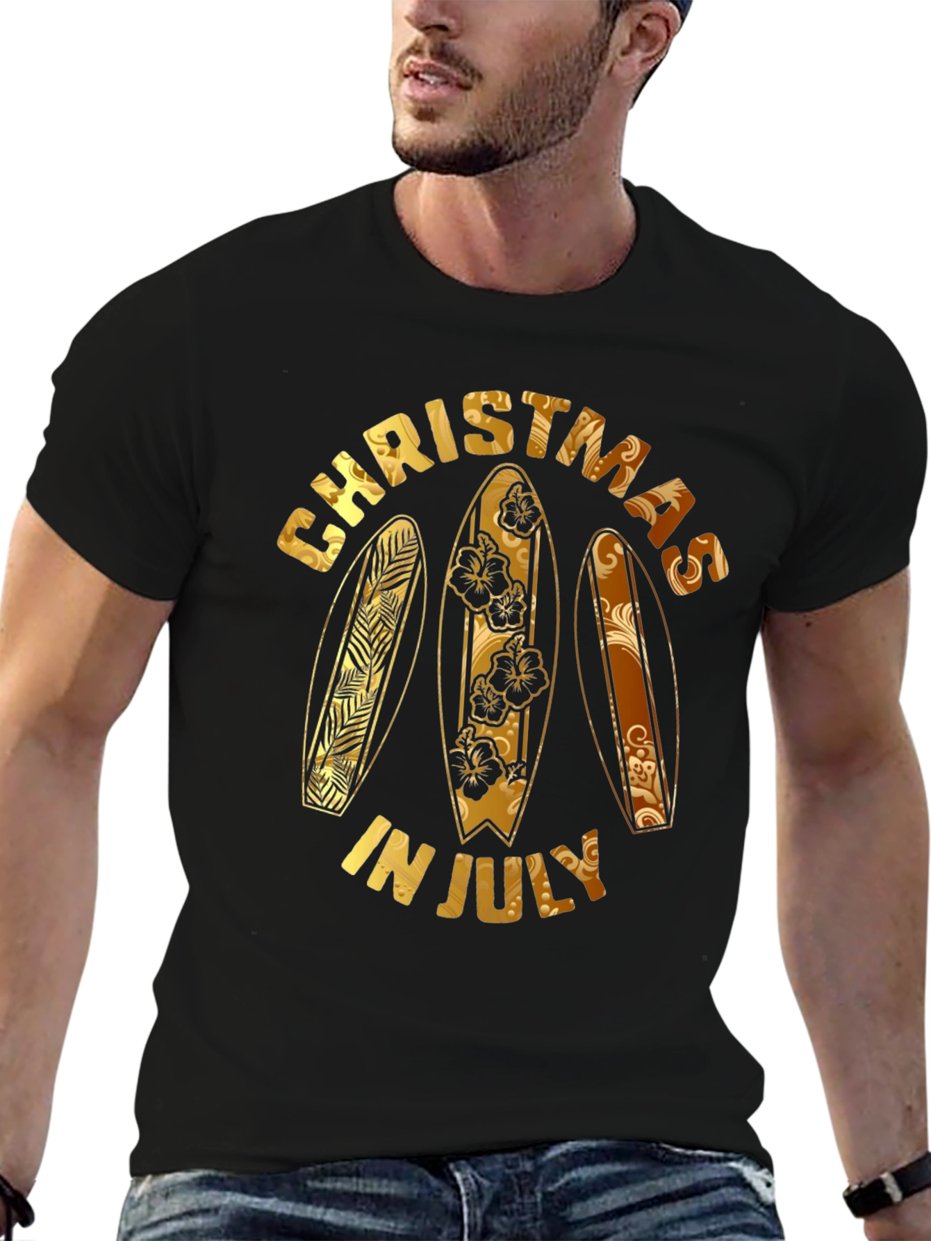 Christmas in July Surfboard Graphic Tee