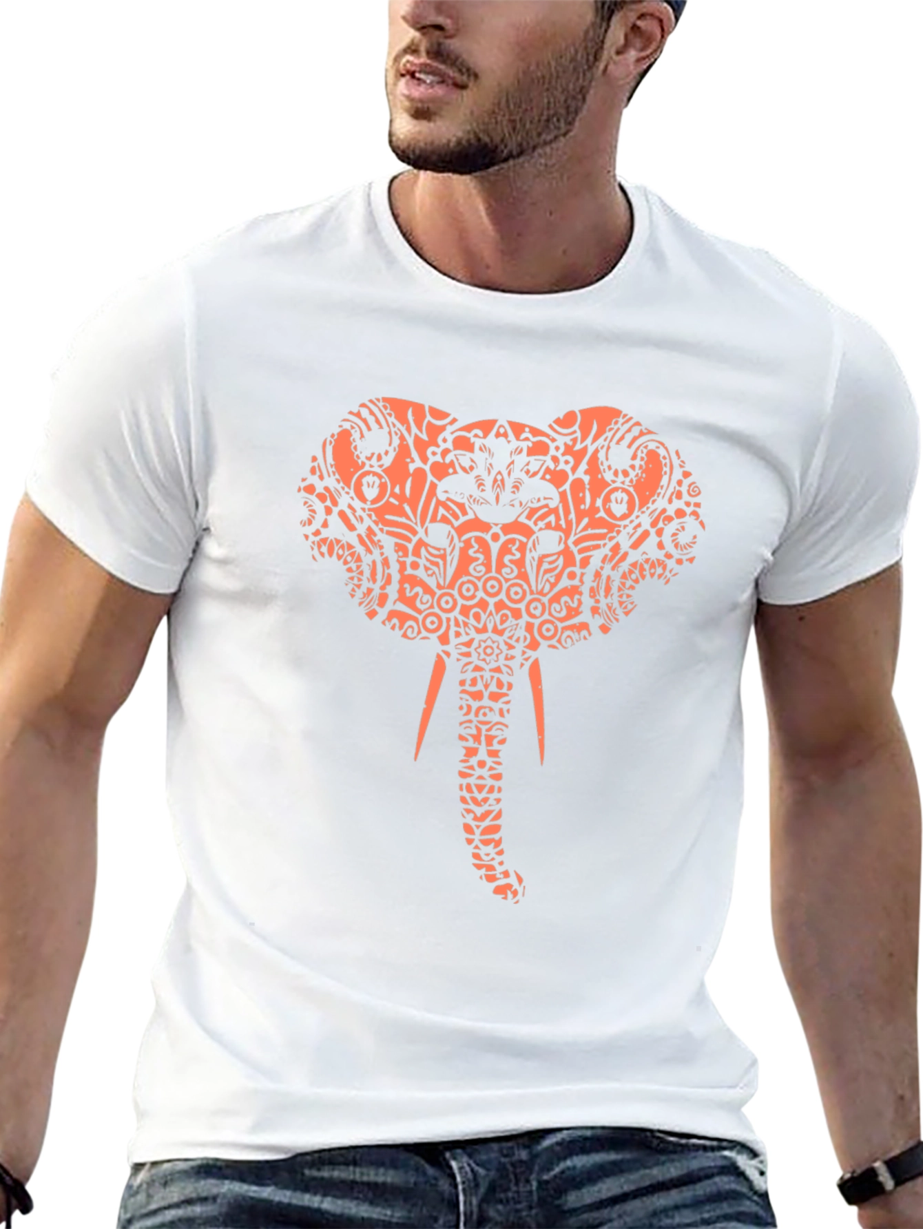 Elephant Print Black T-Shirt