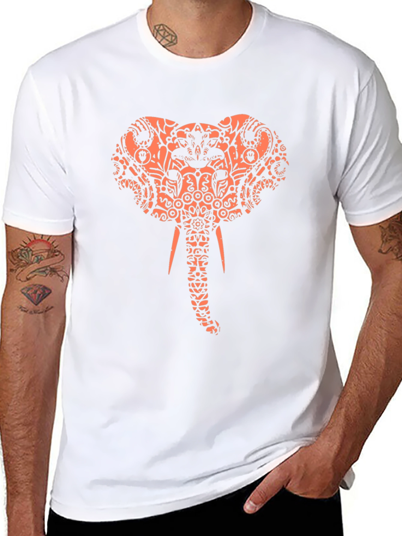 Elephant Print Black T-Shirt