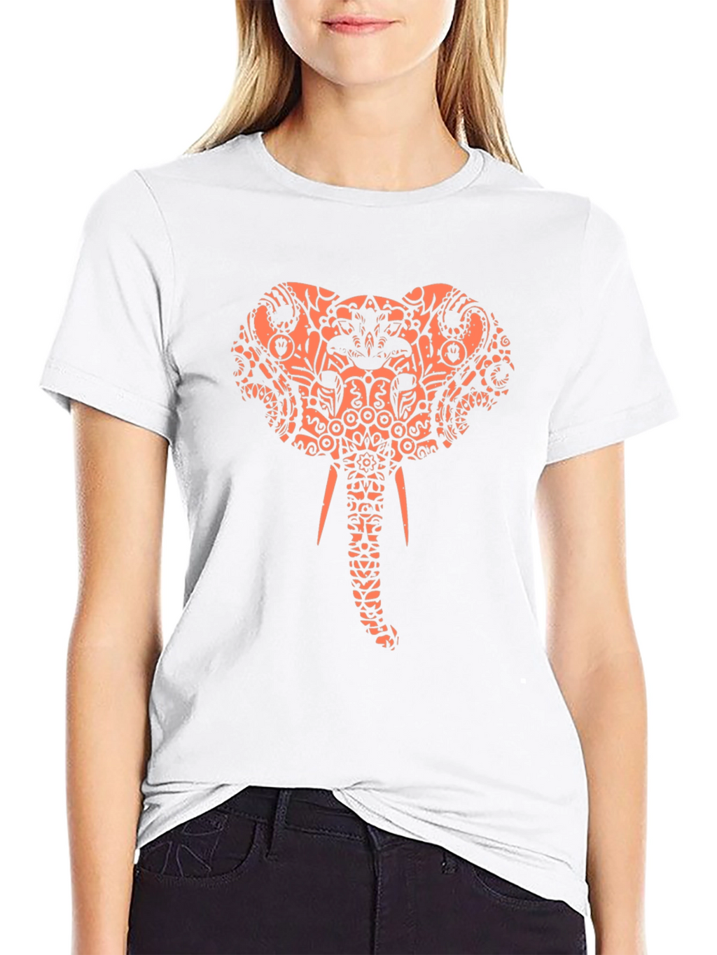 Elephant Print Black T-Shirt