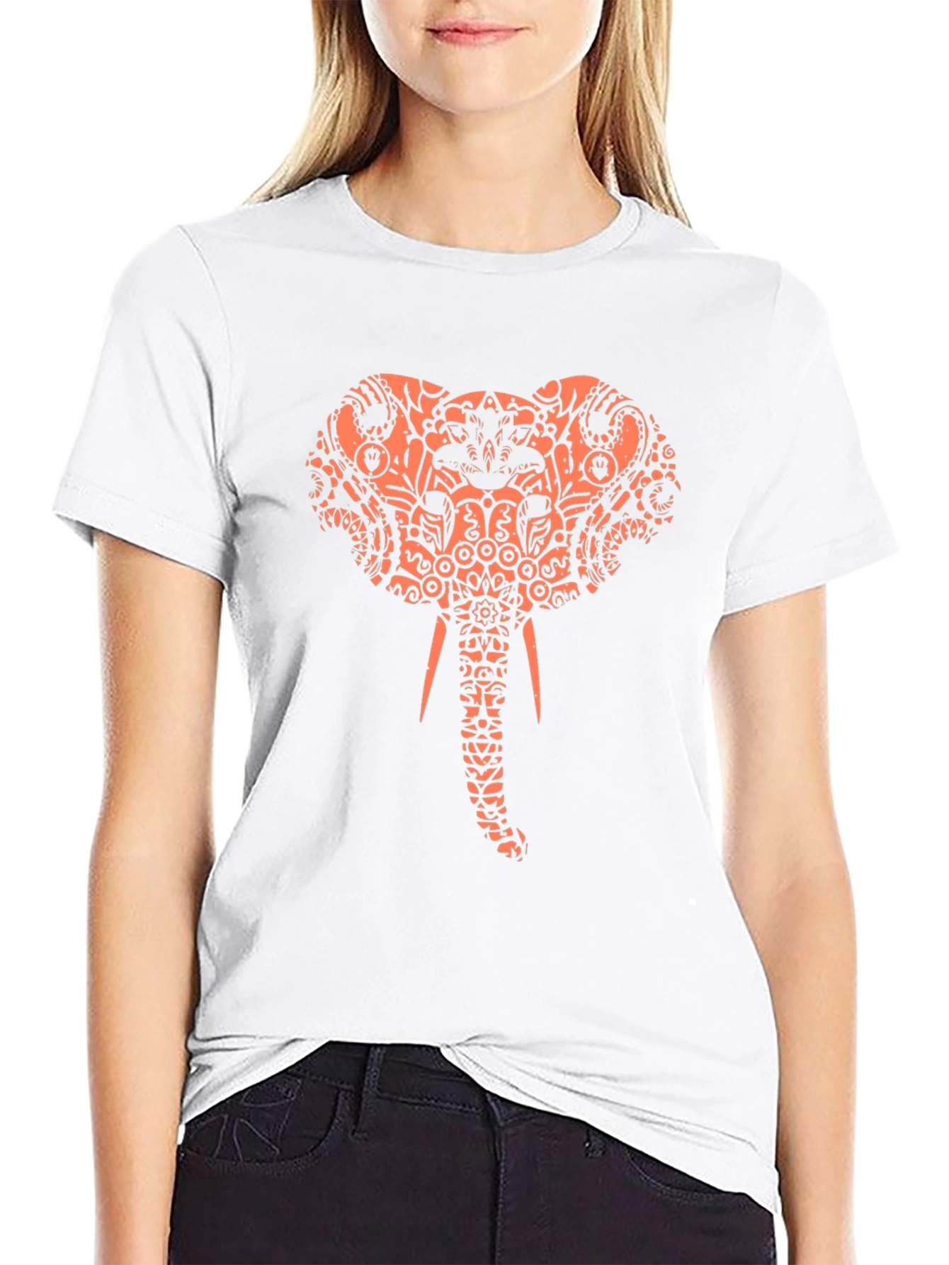 Elephant Print Black T-Shirt