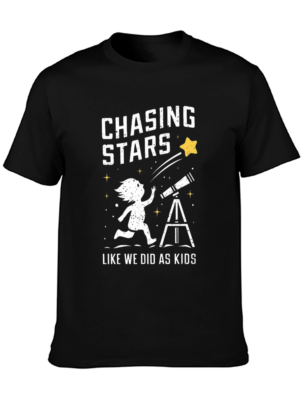 Chasing Stars Graphic Tee - Black Cotton T-Shirt