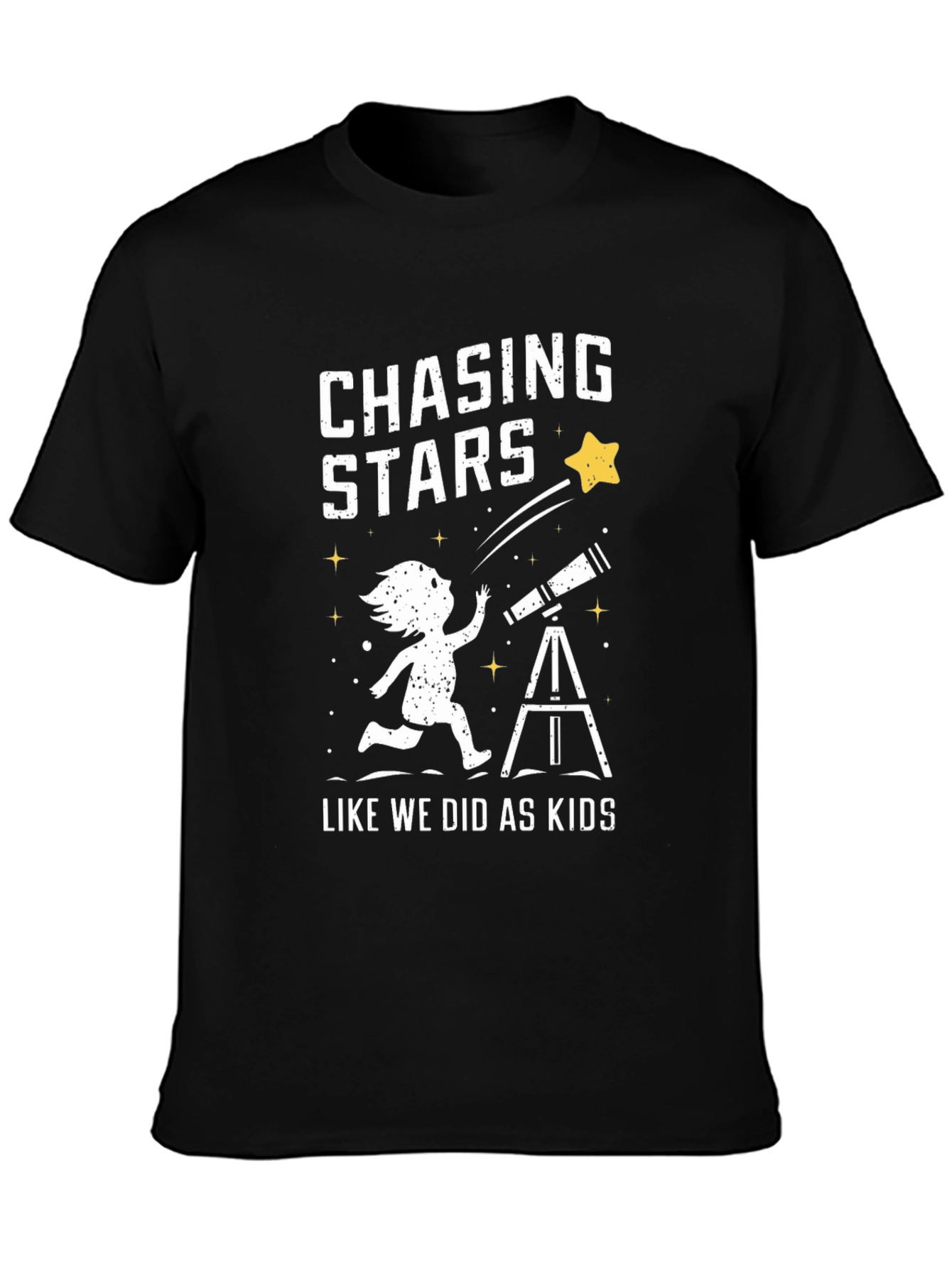 Chasing Stars Graphic Tee - Black Cotton T-Shirt