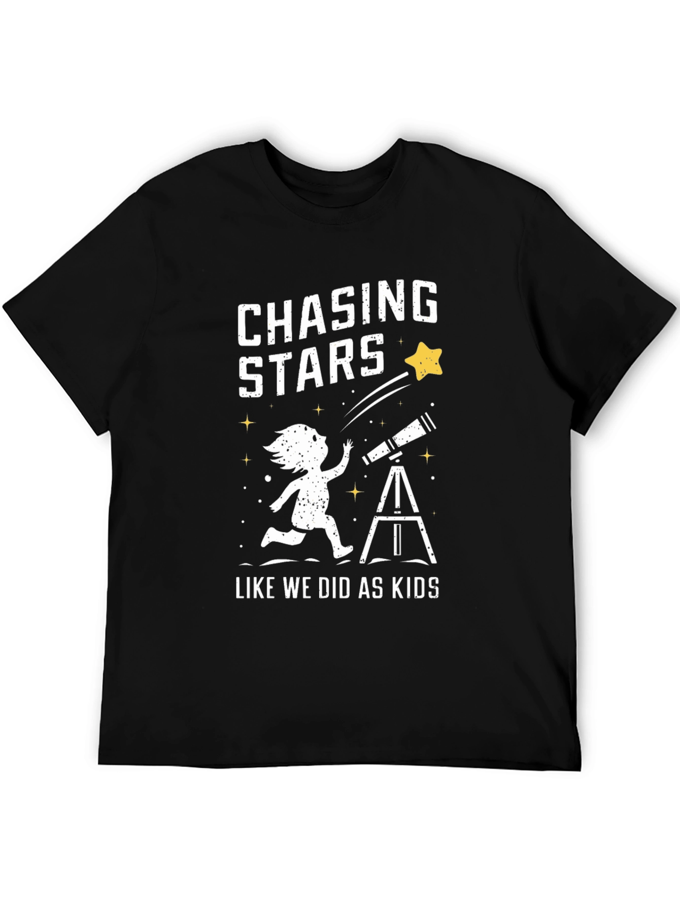 Chasing Stars Graphic Tee - Black Cotton T-Shirt