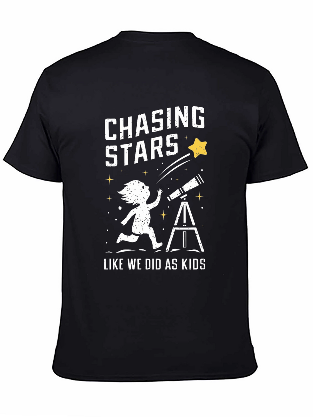 Chasing Stars Graphic Tee - Black Cotton T-Shirt