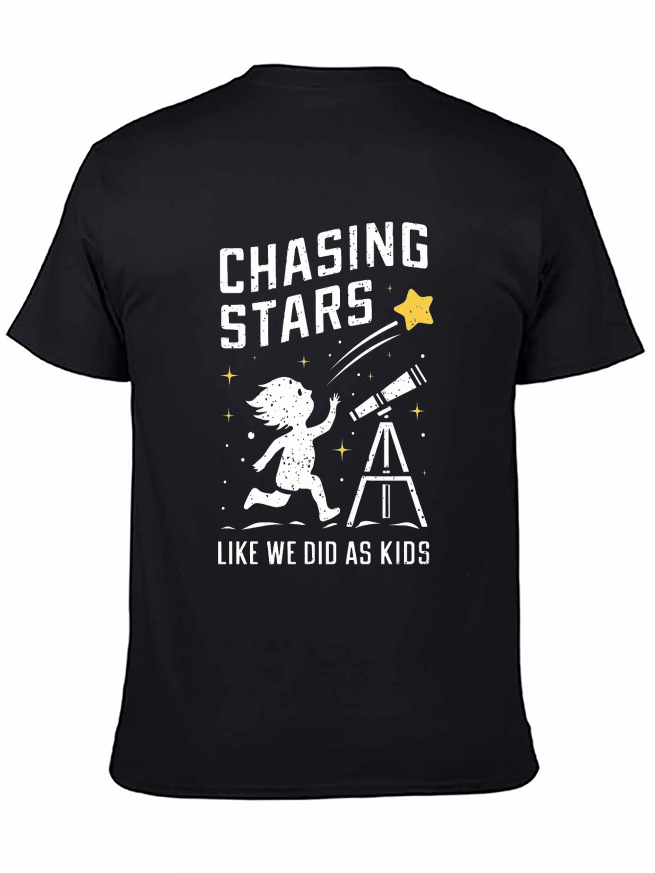 Chasing Stars Graphic Tee - Black Cotton T-Shirt