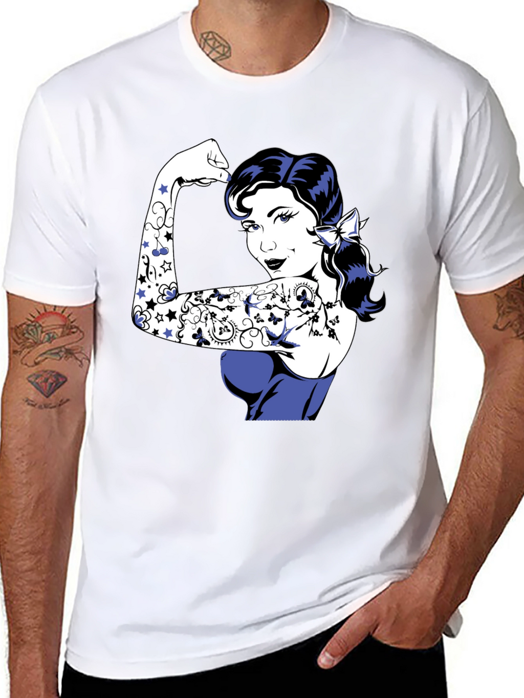 Retro Rosie the Riveter Graphic Tee - Black