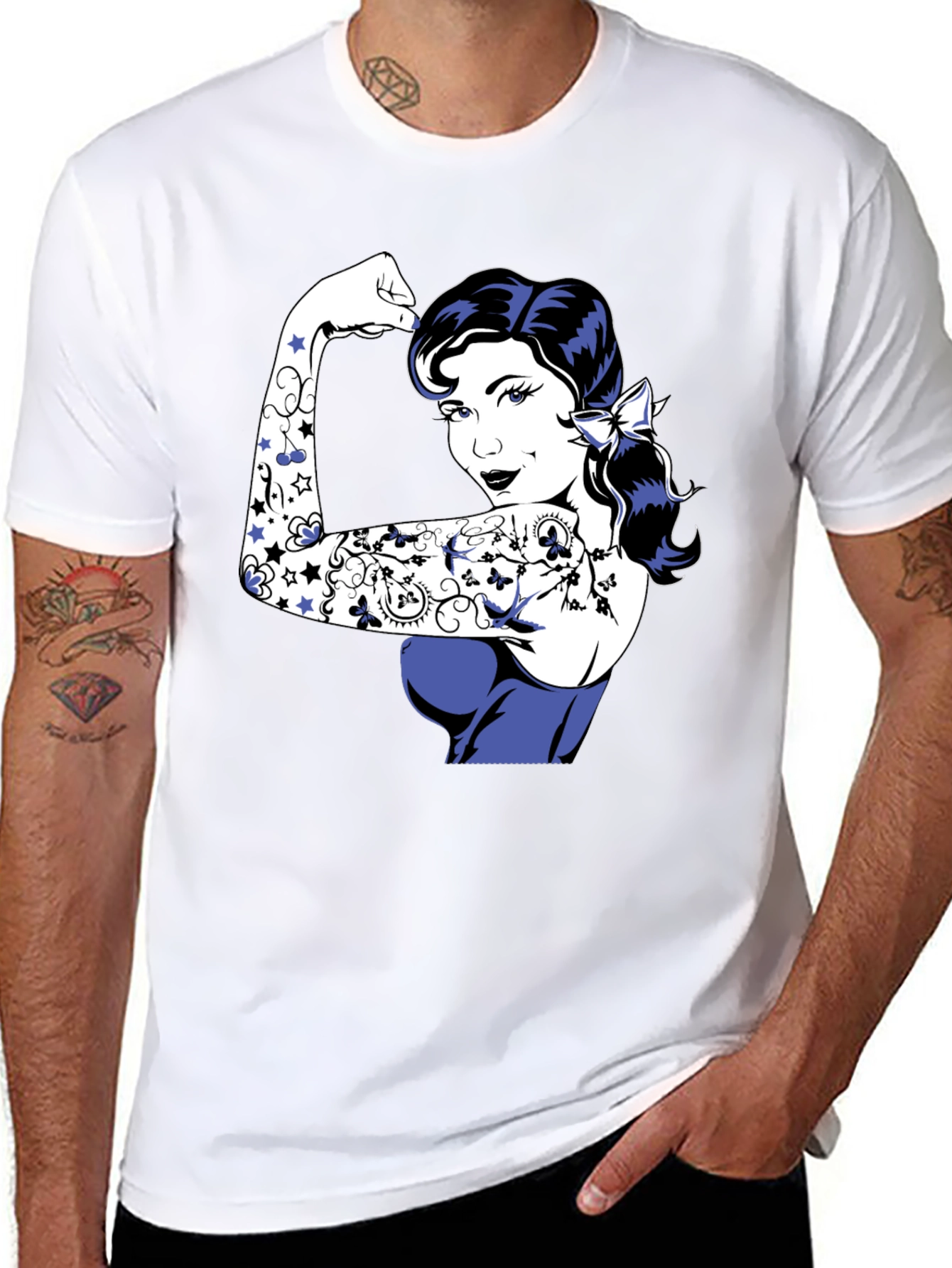 Retro Rosie the Riveter Graphic Tee - Black