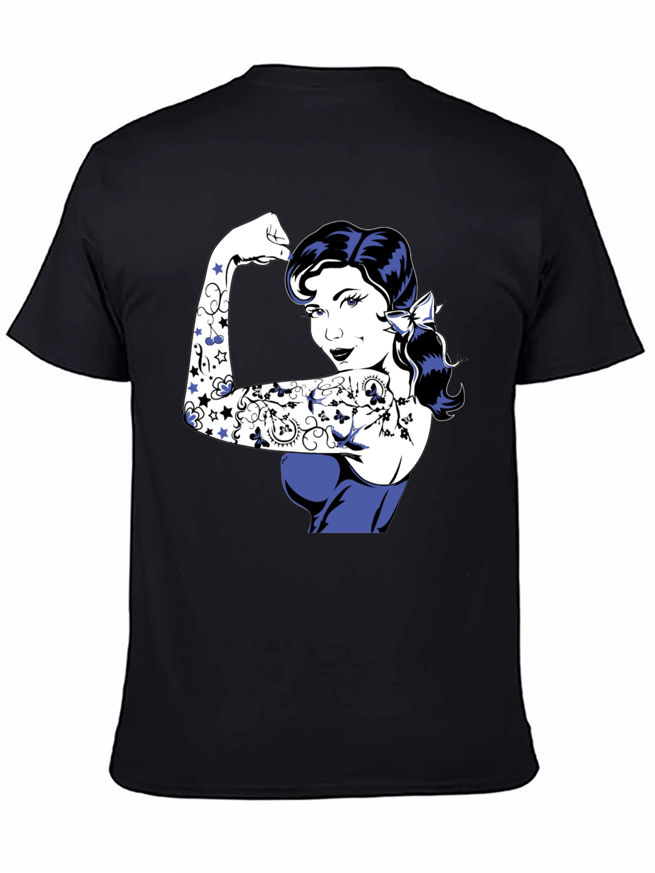 Retro Rosie the Riveter Graphic Tee - Black