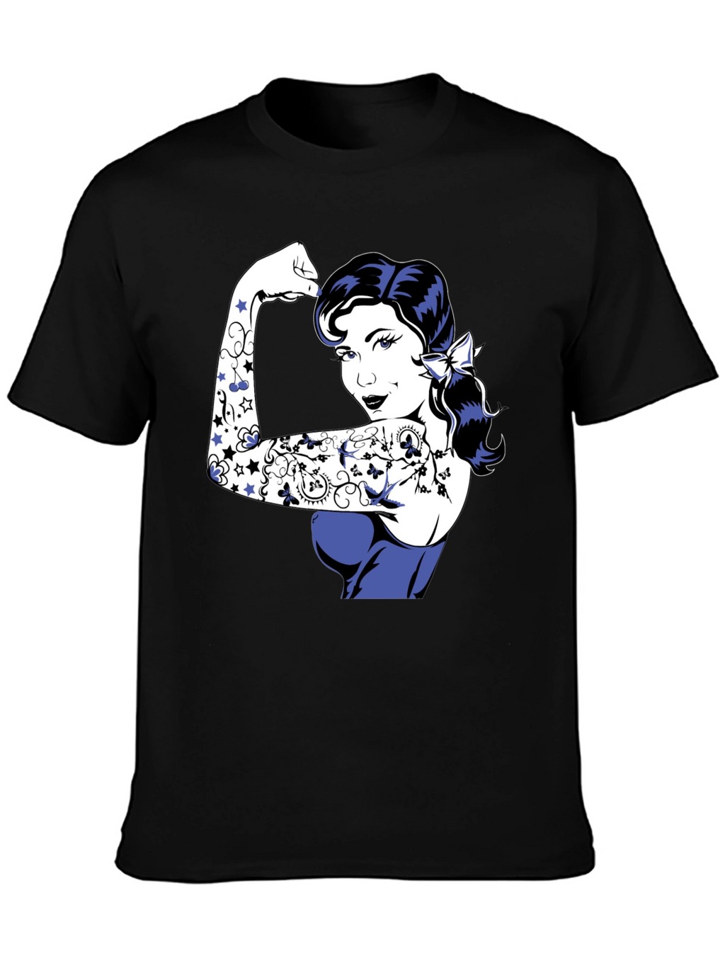Retro Rosie the Riveter Graphic Tee - Black