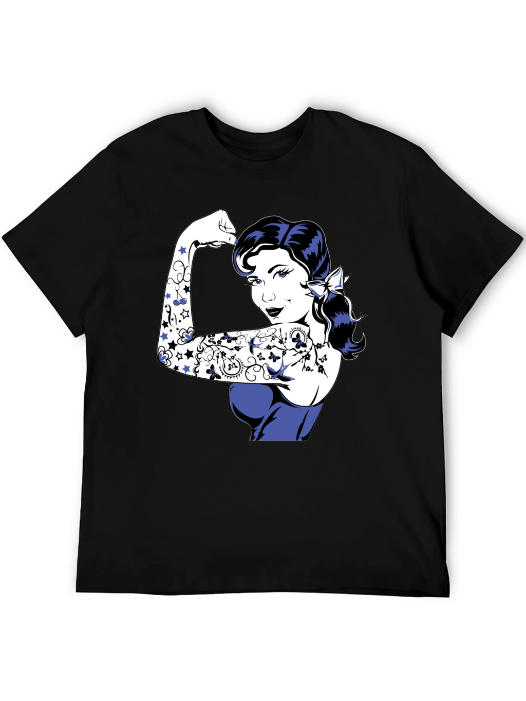 Retro Rosie the Riveter Graphic Tee - Black
