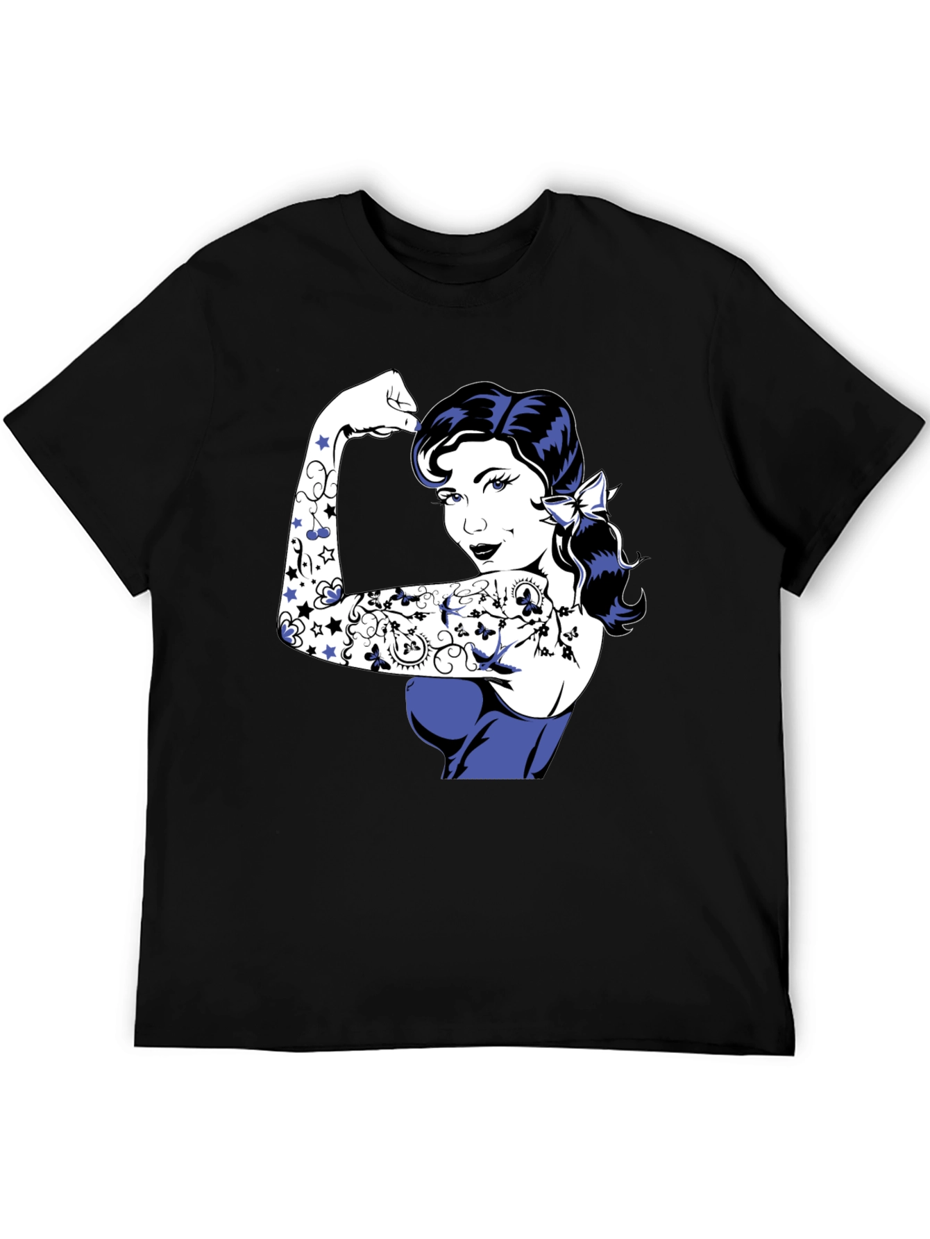 Retro Rosie the Riveter Graphic Tee - Black