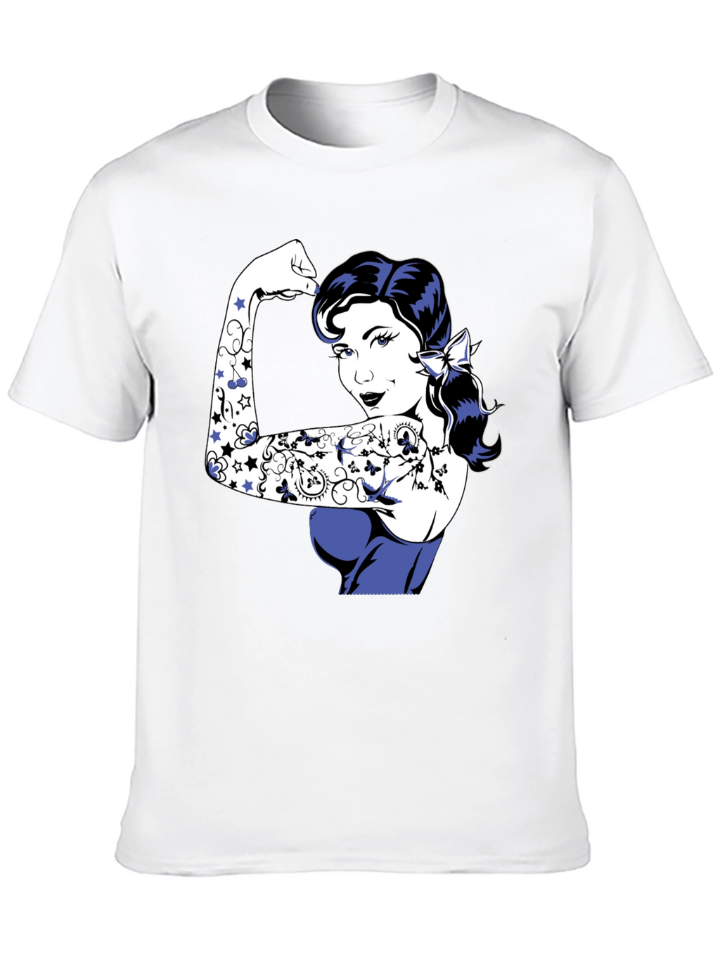 Retro Rosie the Riveter Graphic Tee - Black