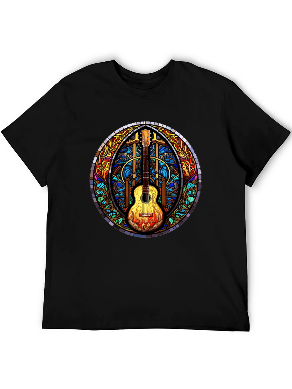 Stained Glass Guitar Graphic Tee - Unique Design