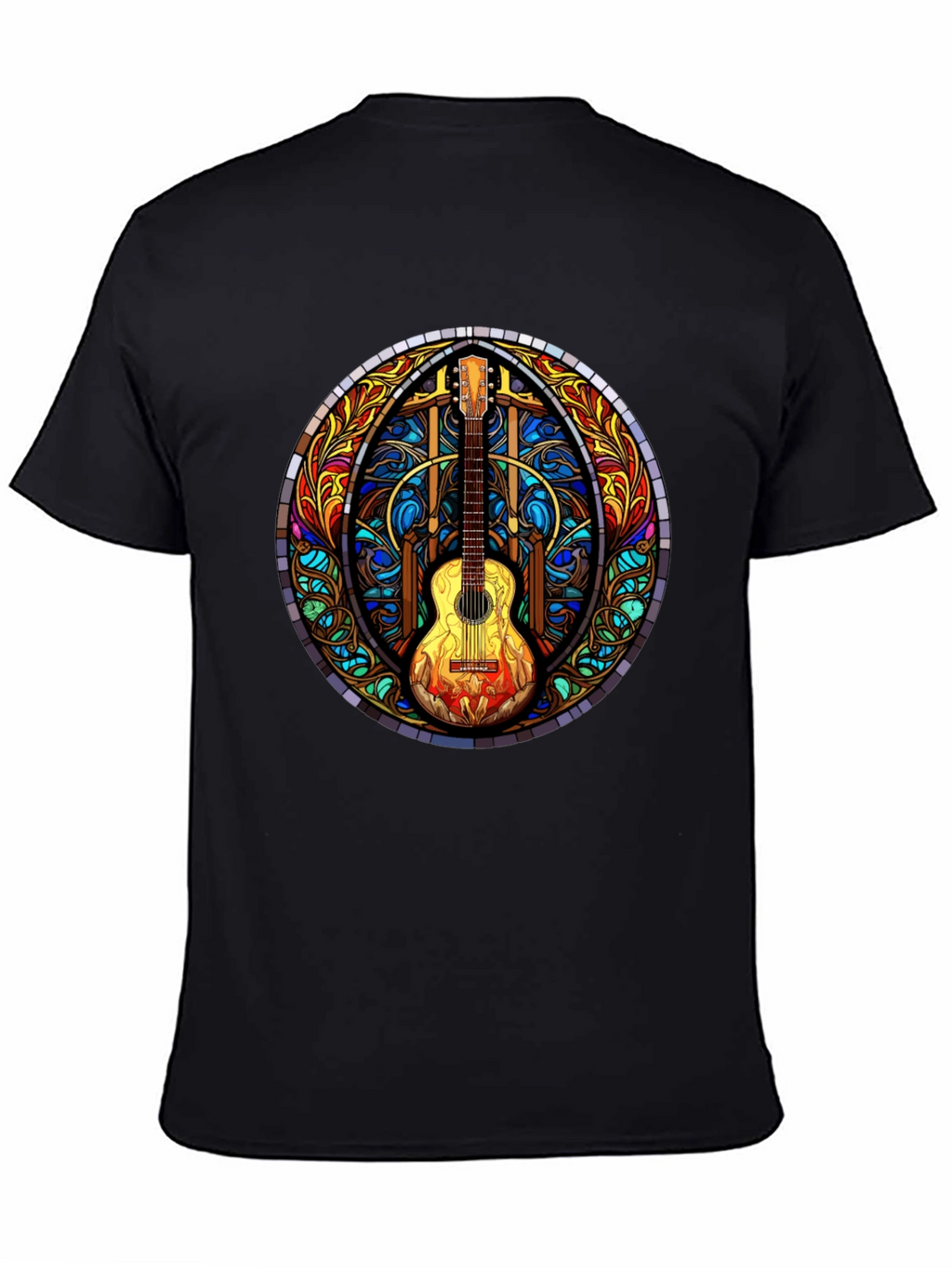 Stained Glass Guitar Graphic Tee - Unique Design