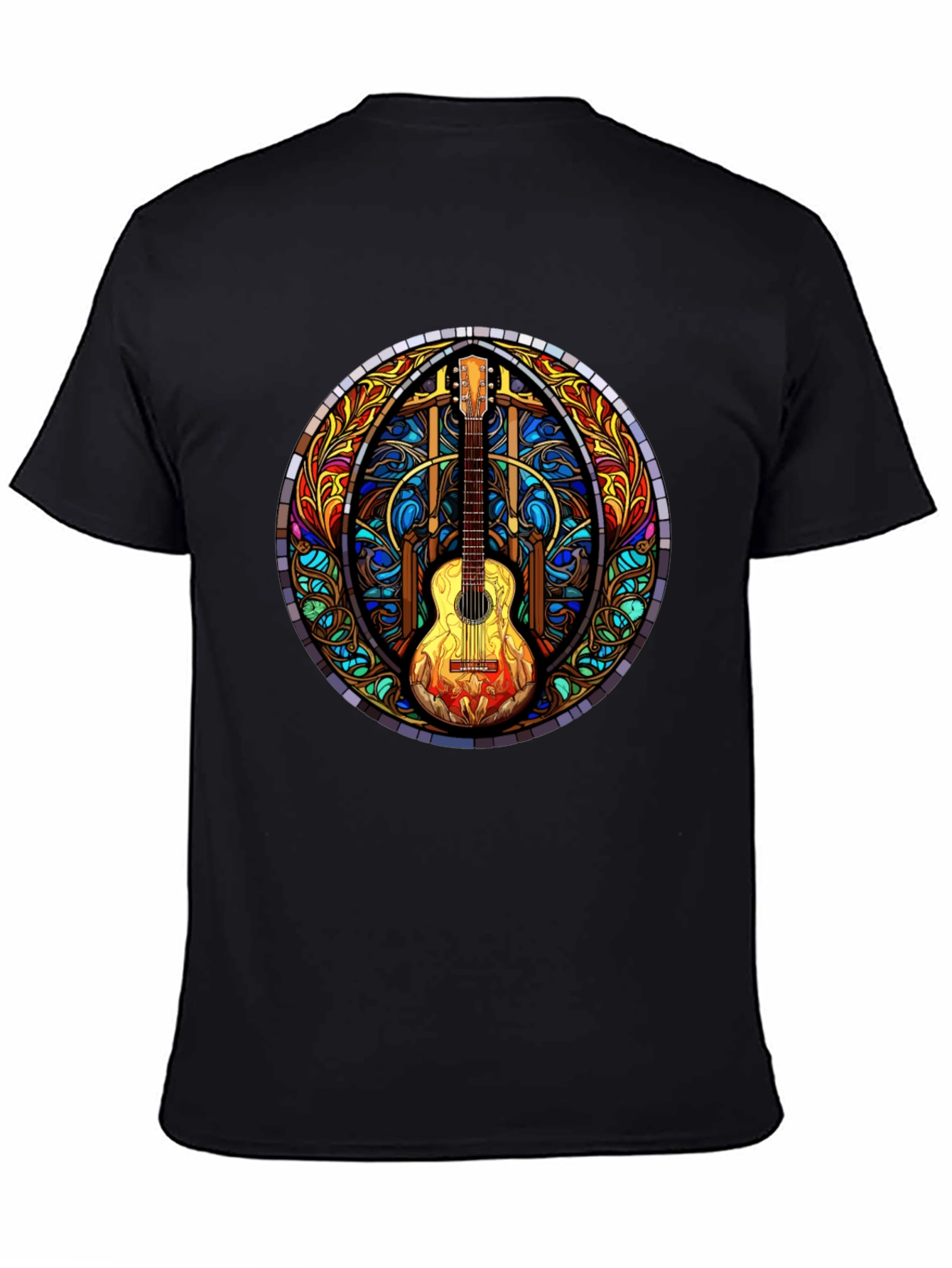 Stained Glass Guitar Graphic Tee - Unique Design