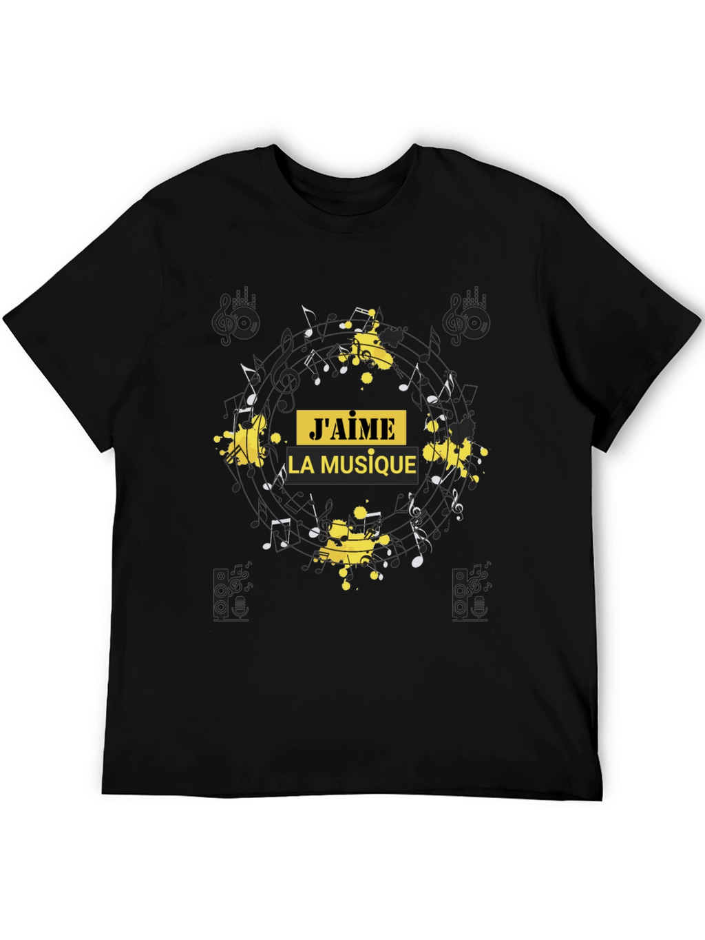 Jaime la musique T-Shirt Music Notes Tee