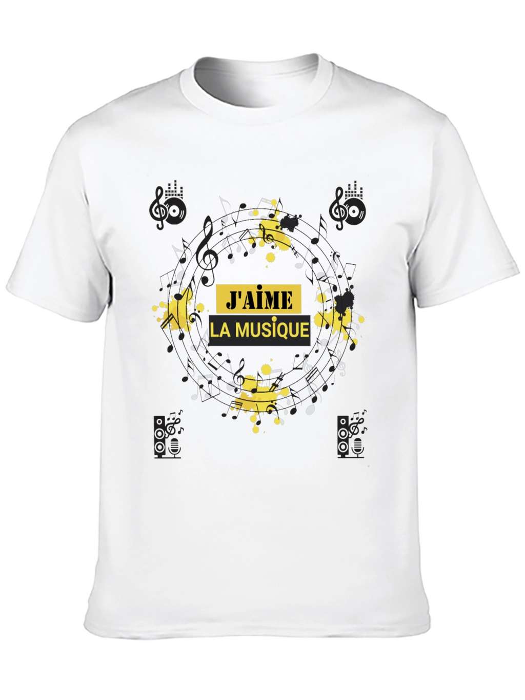 Jaime la musique T-Shirt Music Notes Tee