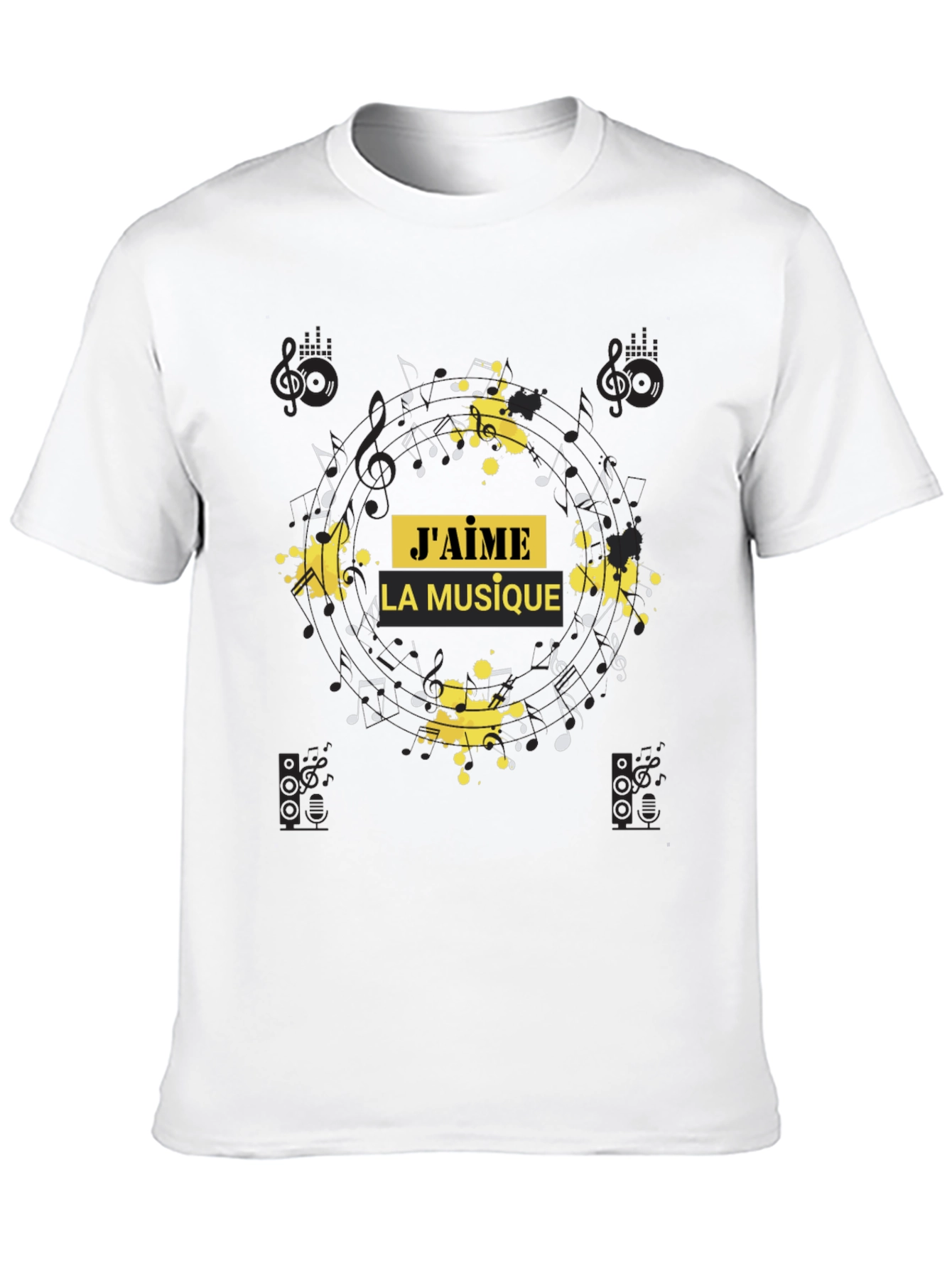 Jaime la musique T-Shirt Music Notes Tee