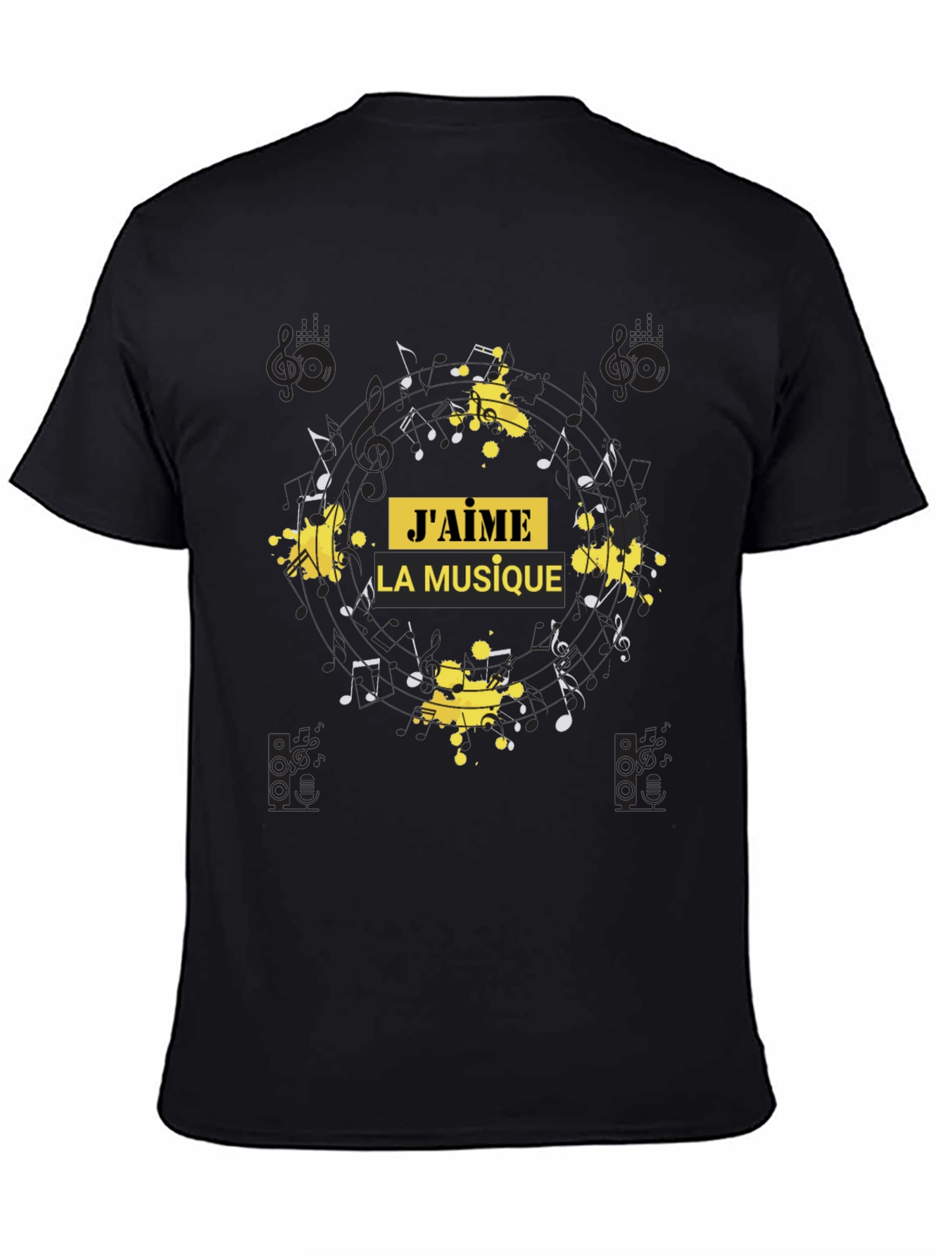 Jaime la musique T-Shirt Music Notes Tee