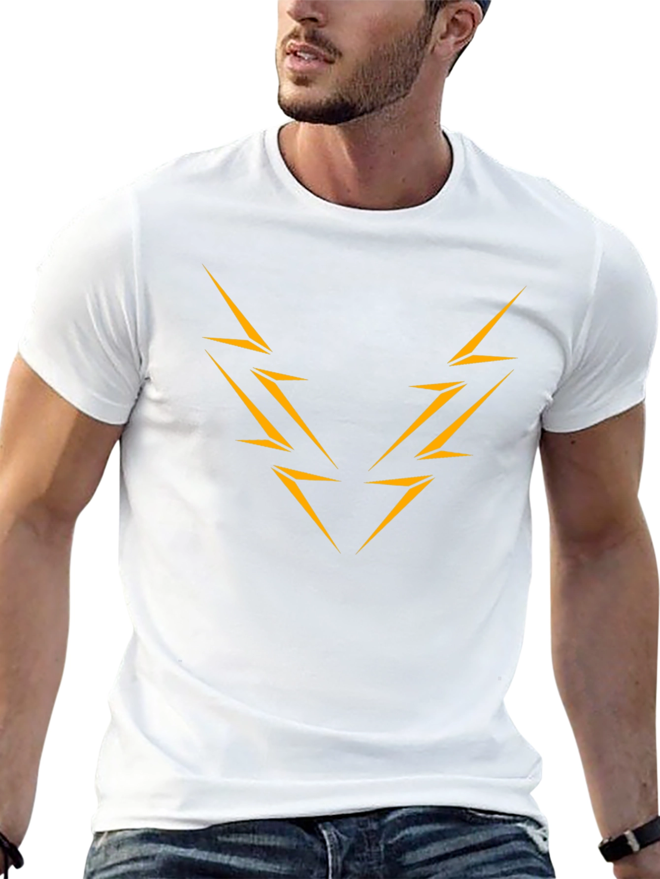 Black T-Shirt with Abstract Lightning Bolt Design