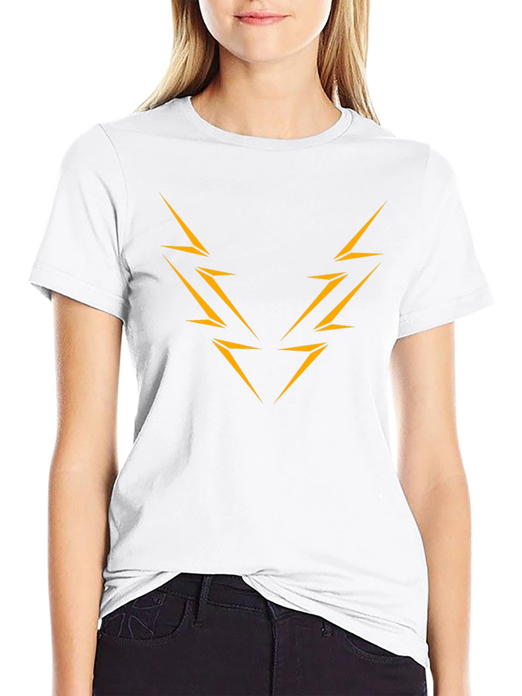 Black T-Shirt with Abstract Lightning Bolt Design