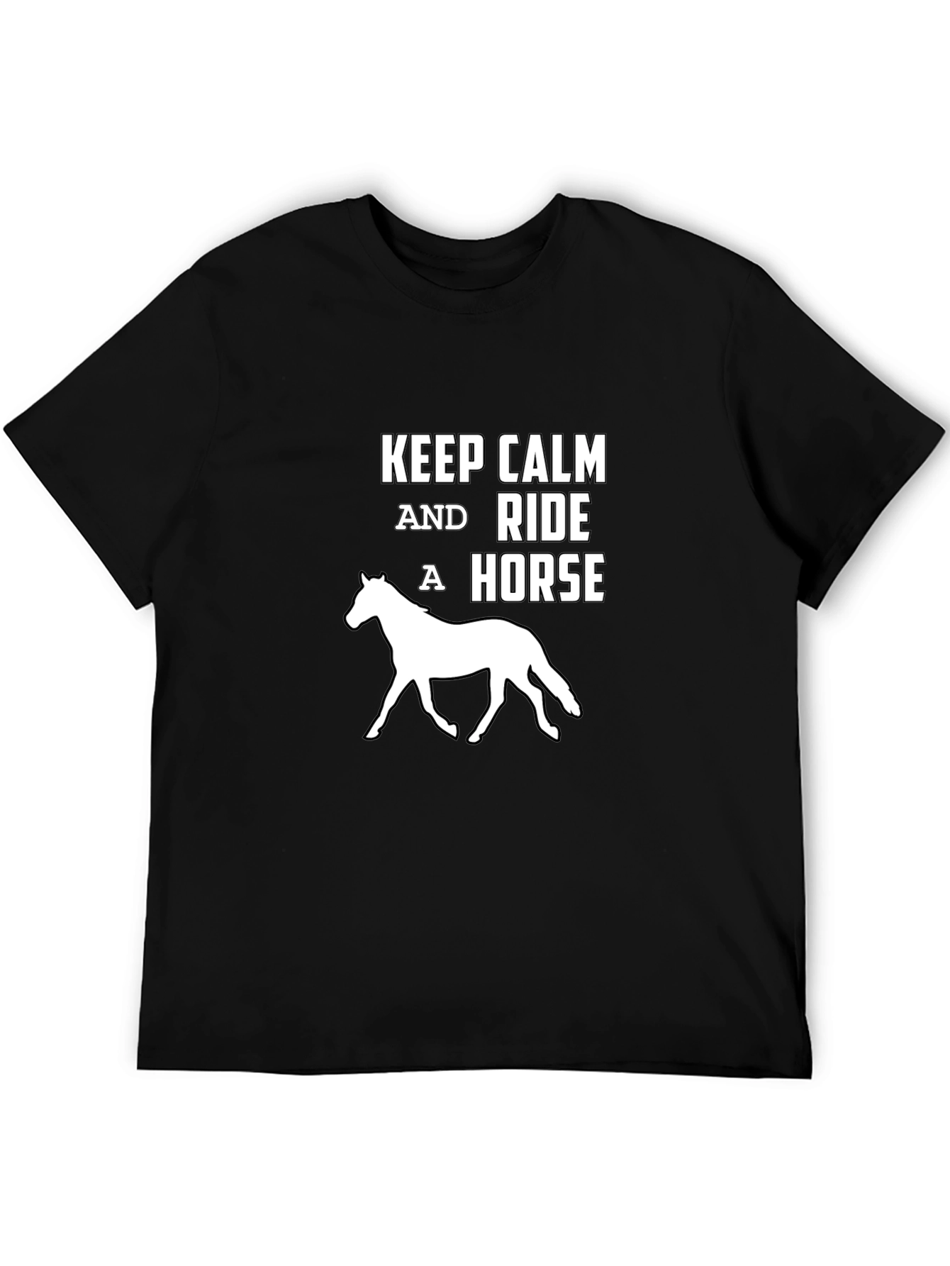 Keep Calm Ride Horse Black T-Shirt