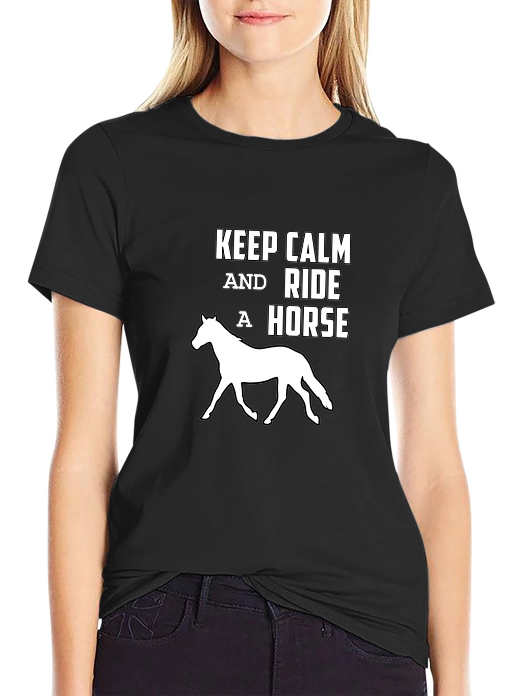 Keep Calm Ride Horse Black T-Shirt