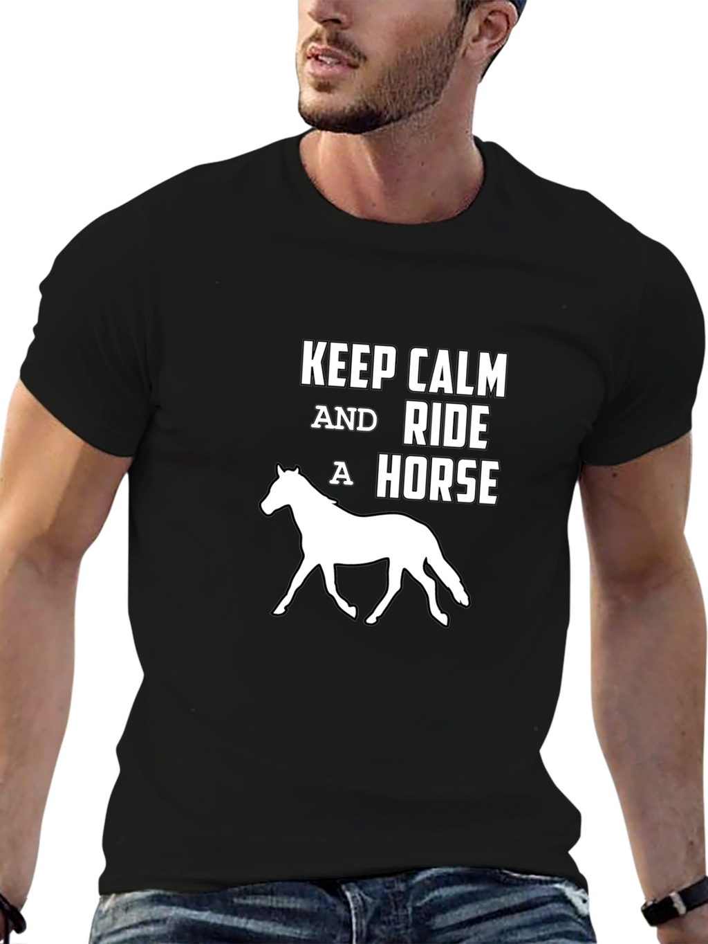 Keep Calm Ride Horse Black T-Shirt