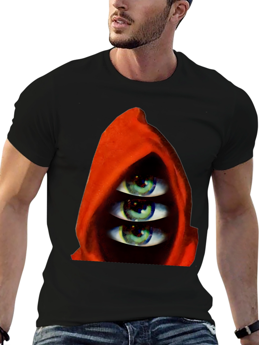 Three Eyes in Hooded Red Robe T-Shirt