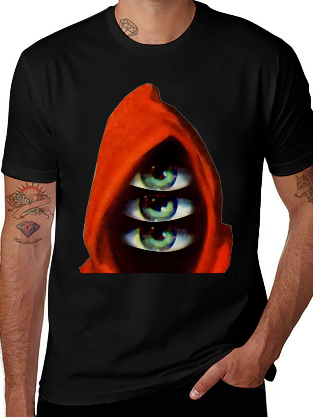 Three Eyes in Hooded Red Robe T-Shirt