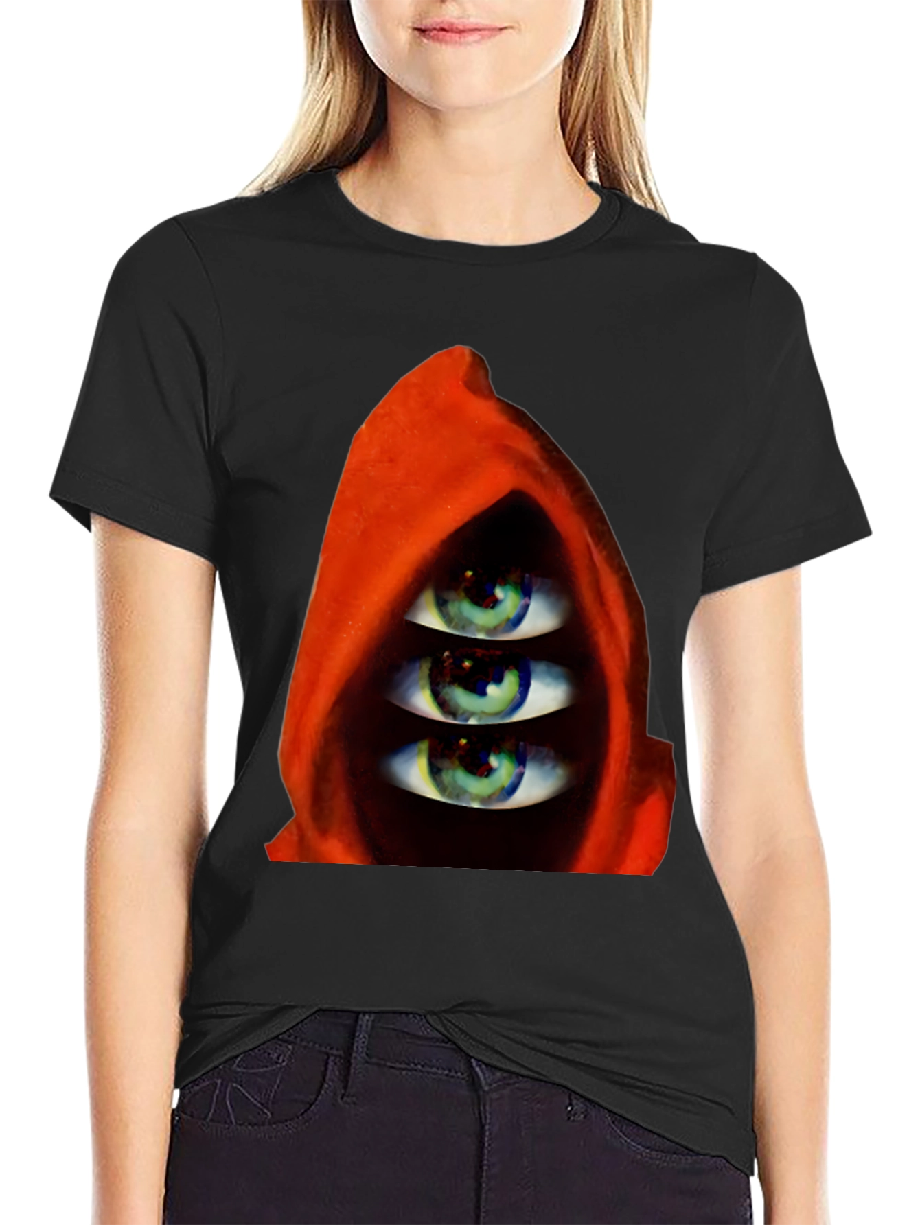 Three Eyes in Hooded Red Robe T-Shirt
