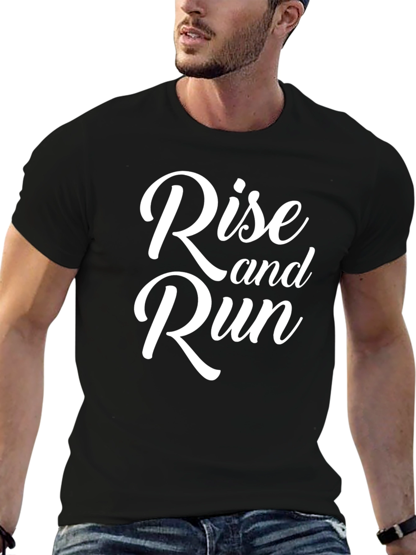 Rise and Run Black Graphic Tee