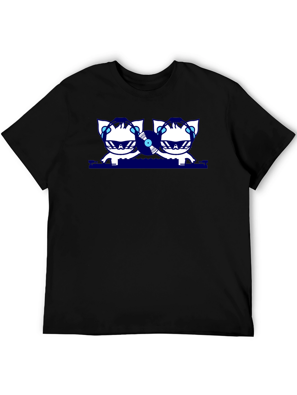 DJ Cats Graphic T-Shirt - Black