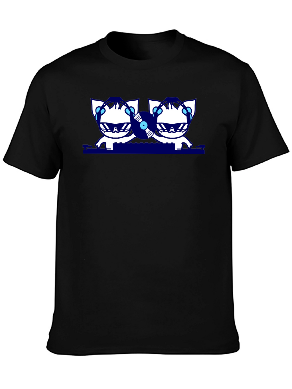 DJ Cats Graphic T-Shirt - Black