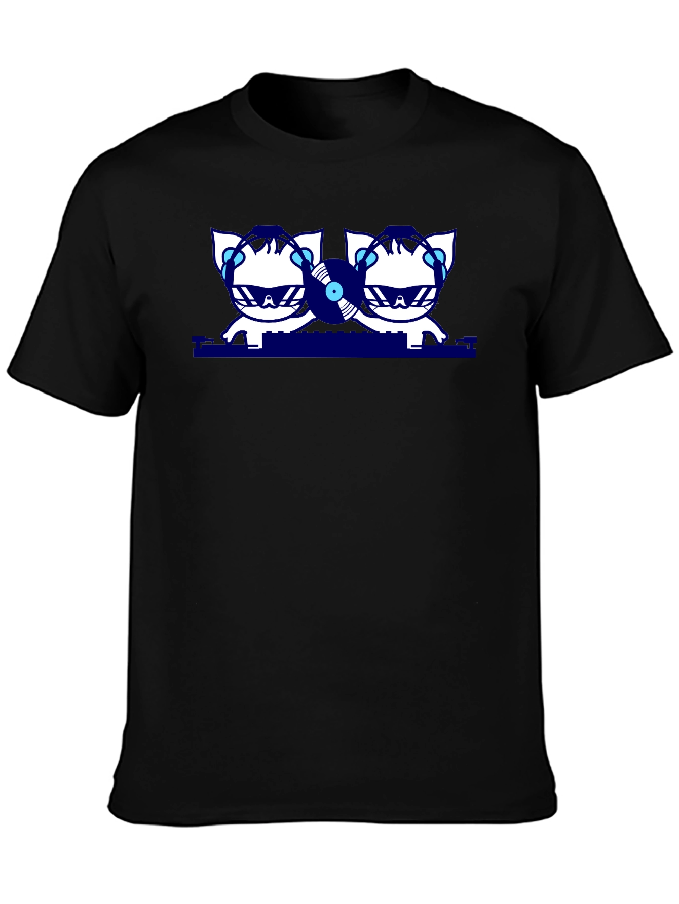DJ Cats Graphic T-Shirt - Black