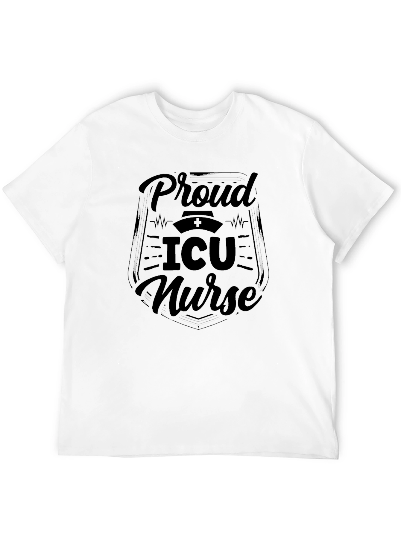Proud ICU Nurse Black Graphic Tee