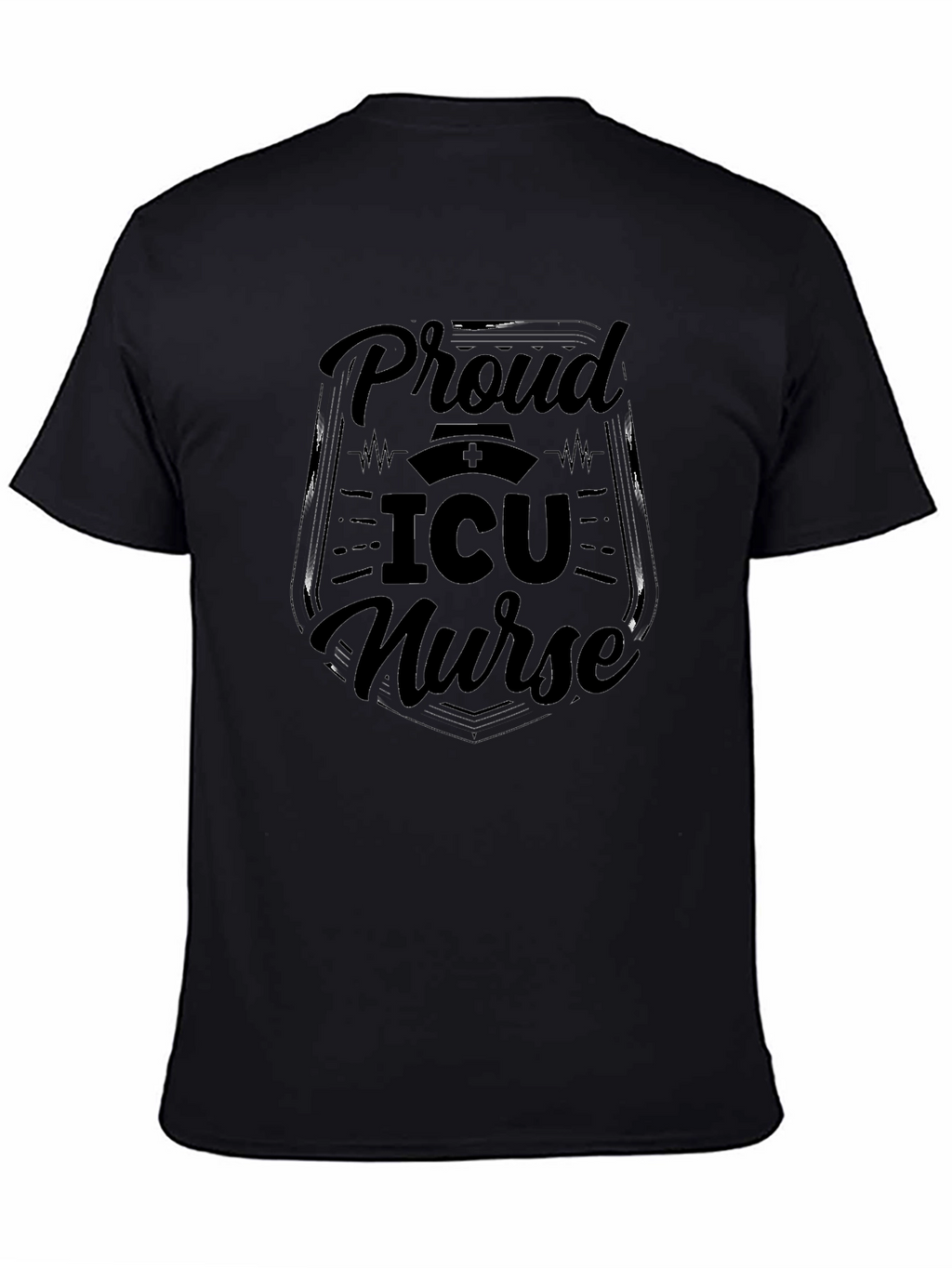 Proud ICU Nurse Black Graphic Tee