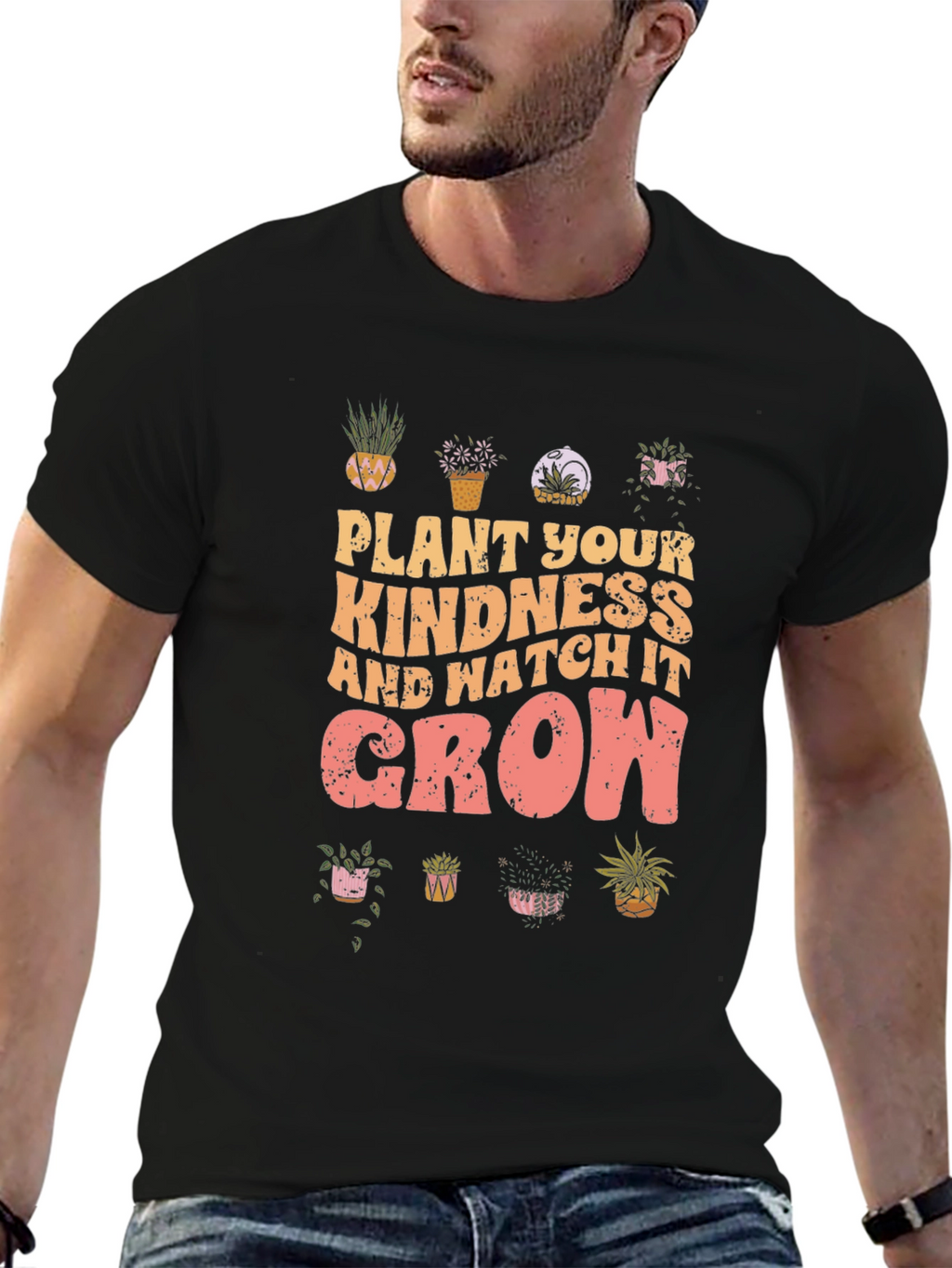 Plant Kindness Graphic T-Shirt - Unisex Black Tee