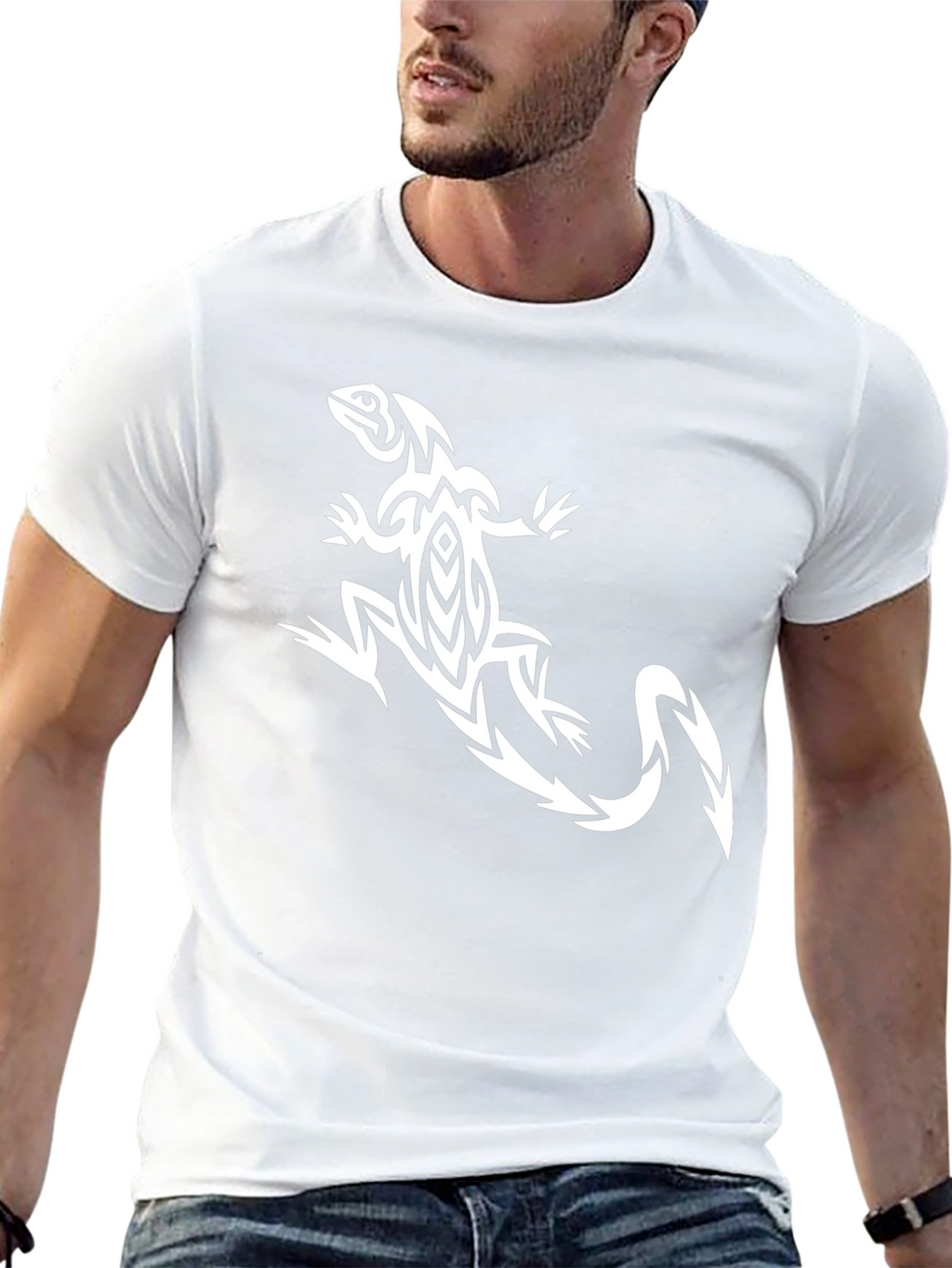 Tribal Lizard Graphic Tee - Black
