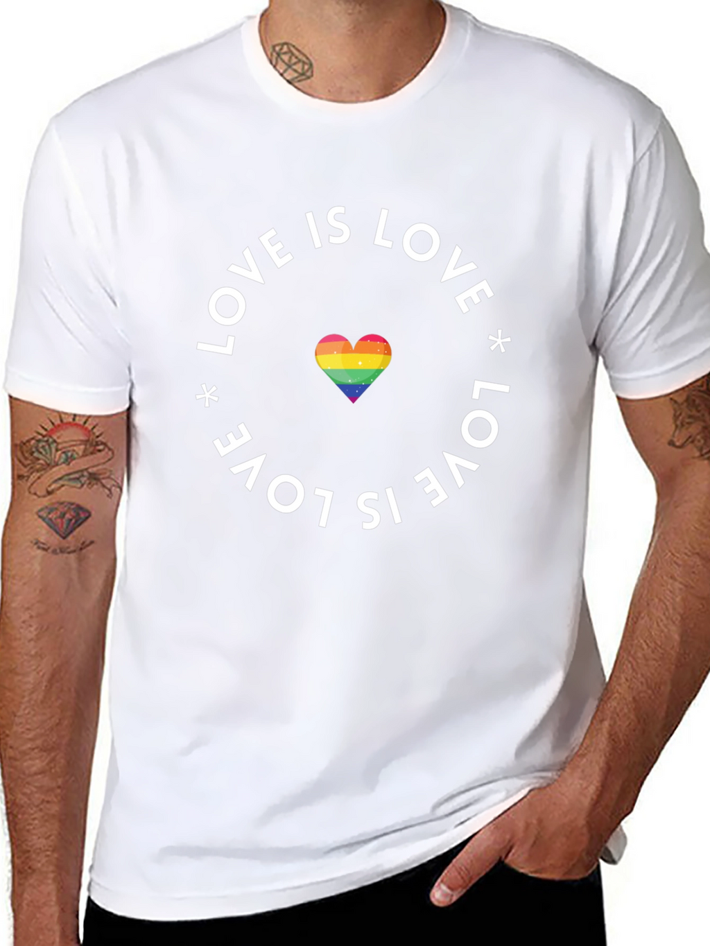 Love Is Love Pride T-Shirt - Rainbow Heart