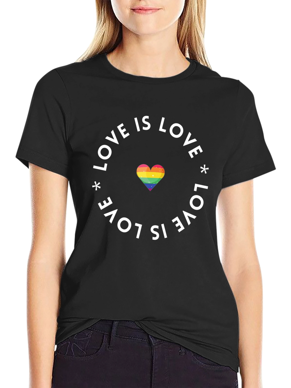 Love Is Love Pride T-Shirt - Rainbow Heart