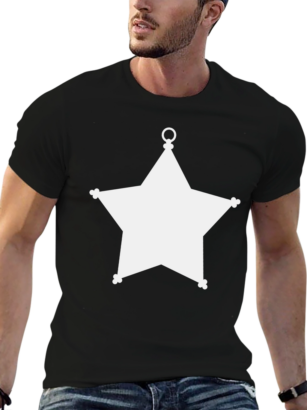 Sheriff Star Graphic Tee - Classic Black Cotton T-Shirt