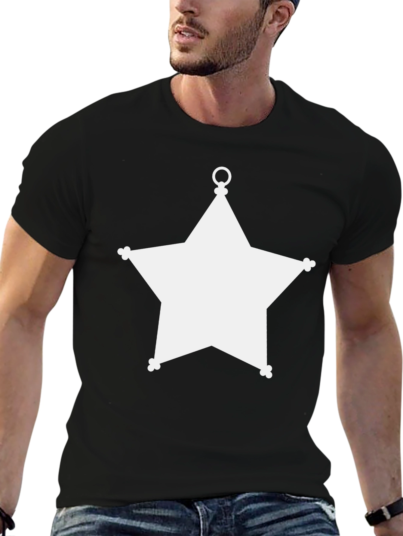 Sheriff Star Graphic Tee - Classic Black Cotton T-Shirt