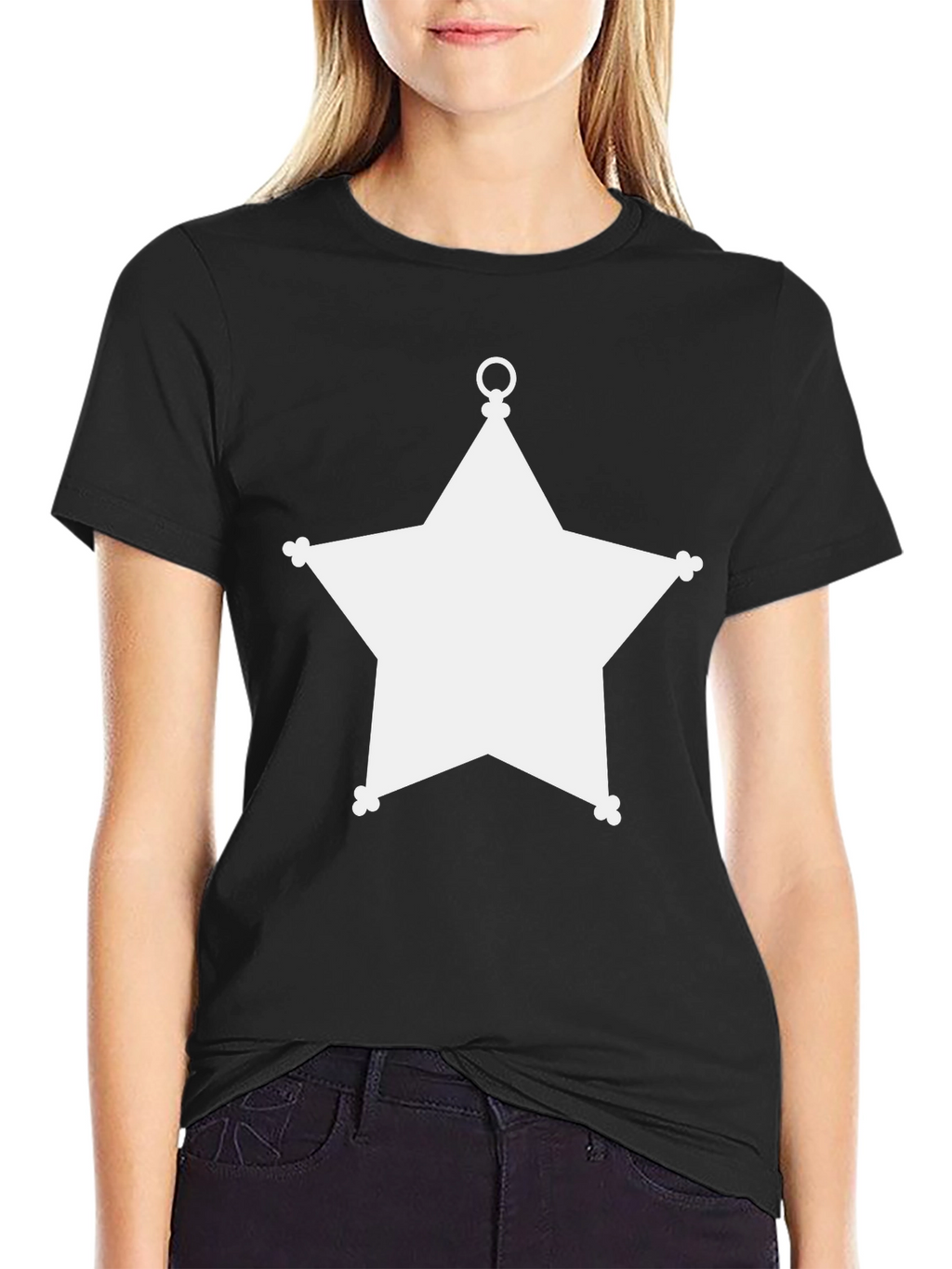 Sheriff Star Graphic Tee - Classic Black Cotton T-Shirt