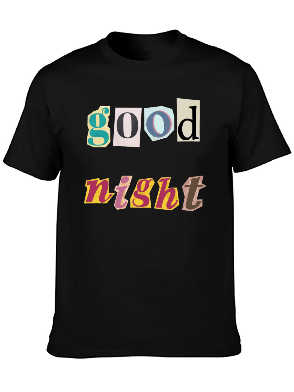 Good Night Graphic Print Black T-Shirt