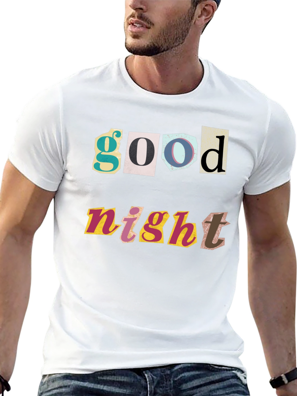Good Night Graphic Print Black T-Shirt